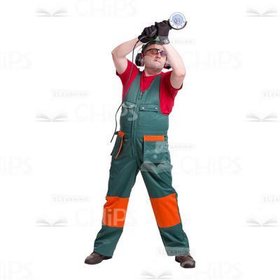 Repairman With The Raised Arms Using The Hand Saw Cutout Picture-0