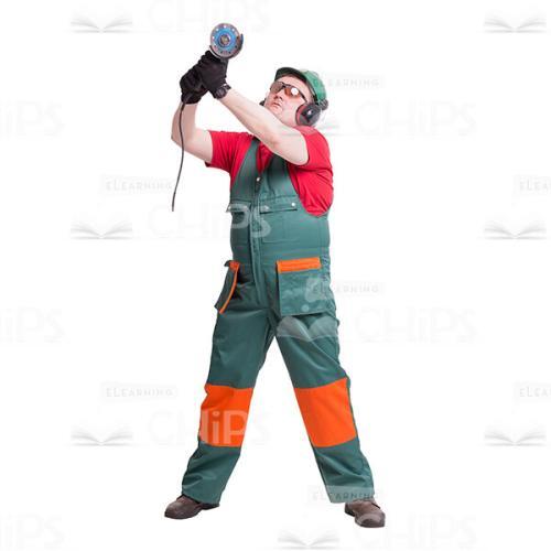 Mid-Aged Worker With Grinding Power Tool Cutout Picture-0