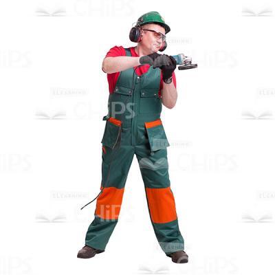 Focused Worker With Corded Grinder Cutout Picture-0