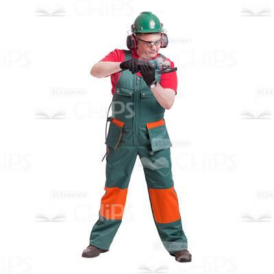 Handsome Middle-aged Worker With Grinding Power Tool Cutout-0