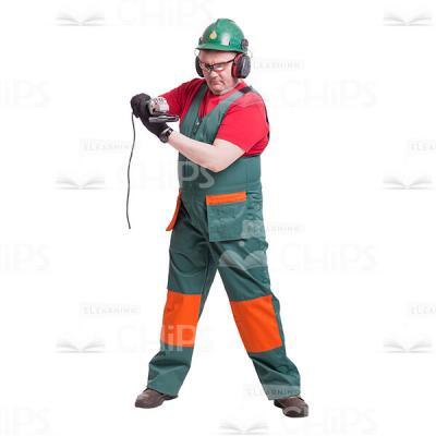 Cutout Picture Of Serious Worker With Corded Grinding Power Tool-0