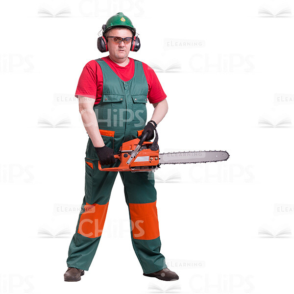 Confident Repairman Holding a Chain Saw Cutout Picture-0