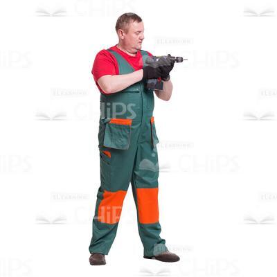 Cutout Picture of Focused Handyman Adjusting His Screw Gun Profile View-0