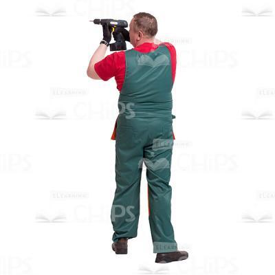 Back View Drilling Middle-aged Repairman Cutout Picture-0
