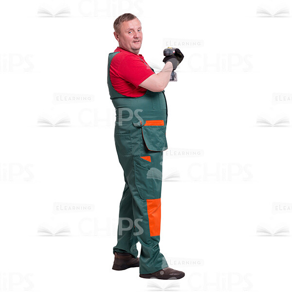 Profile View Drilling Middle-aged Repairman Cutout Picture-0
