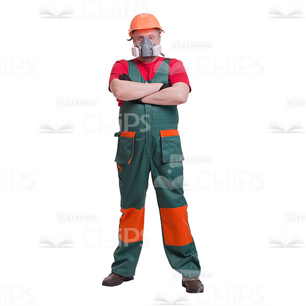 Crossed Arms Middle-aged Repairman In The Respirator Cutout Picture-0