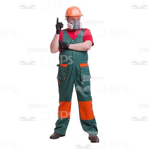 Pointing Middle-aged Repairman In The Respirator Cutout Picture-0