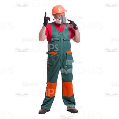 Gesticulating Middle-aged Repairman In The Respirator Cutout Picture-0