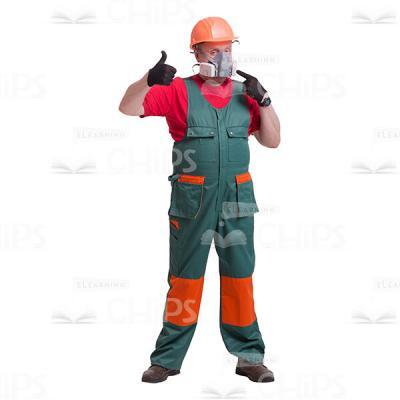 Middle-aged Repairman Pointing At The Respirator Cutout Picture-0