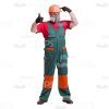 Middle-aged Repairman Pointing At The Helmet Cutout Picture-0
