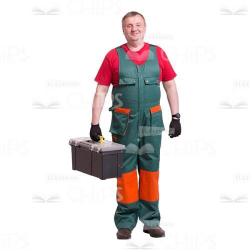 Smiling Middle-aged Repairman With The Instrument Box Cutout Picture-0