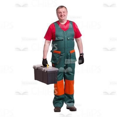Laughing Middle-aged Repairman With The Instrument Box Cutout Picture-0