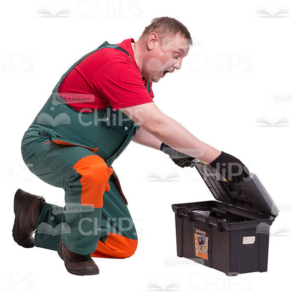 Surprised Middle-aged Repairman In Front Of The Instrument Box Cutout Picture-0