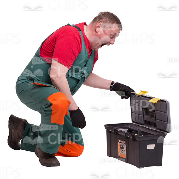 Surprised Middle-aged Repairman Opening The Instrument Box Cutout Picture-0