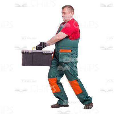 Profile View Middle-aged Repairman Caring The Instrument Box Cutout Picture-0