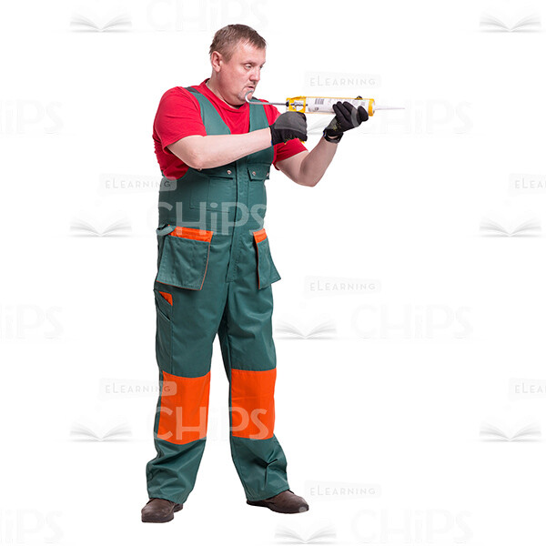 Middle-aged Repairman With The Cartridge Gun Cutout Picture-0