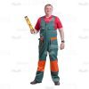 Smiling Middle-aged Repairman Holding The Bubble Level Cutout Picture-0