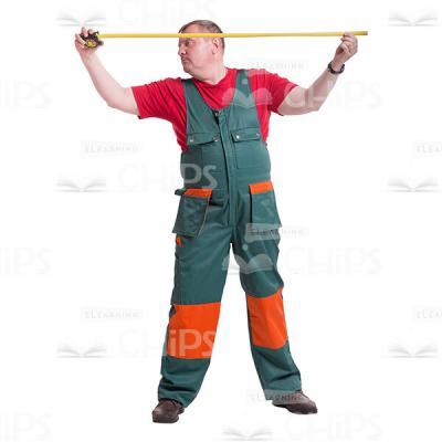 Middle-aged Repairman Measuring The Wideness With The Tape-measure Cutout Picture-0