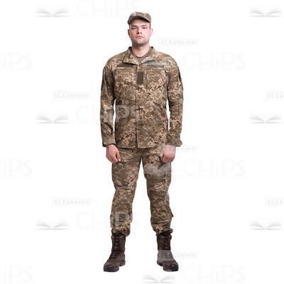 Serious Young Soldier Standing Straight Cutout Photo-0