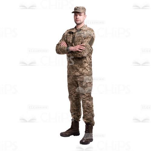 Cutout Photo Of Confident Soldier in Half-turned Pose Crossed Arms-0