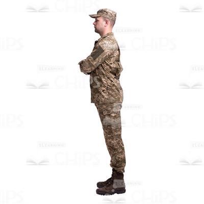 Young Soldier Crossed Arms Profile View Cutout Image-0