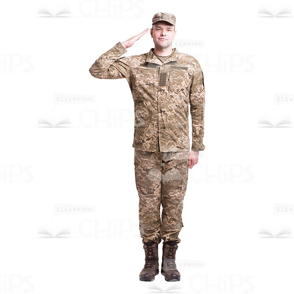 Smiling Saluting Young Soldier Cutout Photo-0