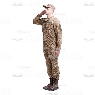 Sideway Standing Saluting Young Soldier Cutout Photo-0