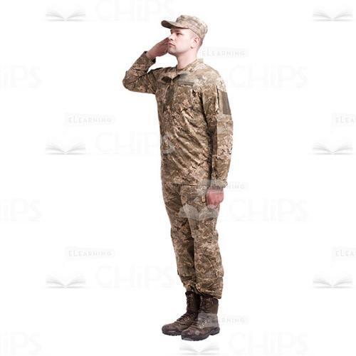 Sideway Standing Saluting Young Soldier Cutout Photo-0