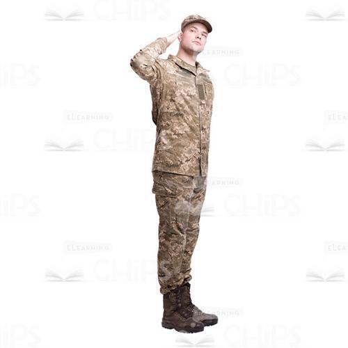 Saluting Young Soldier Looking Up Cutout Photo-0