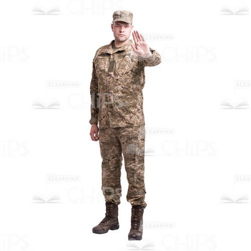 Young Soldier With The Stop Gesture Cutout Photo-0