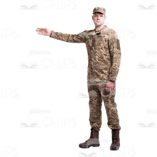 Young Soldier With The Stretched Right Arm Cutout Photo-0