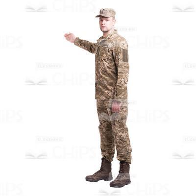Sideway Young Soldier With The Stretched Right Arm Cutout Photo-0