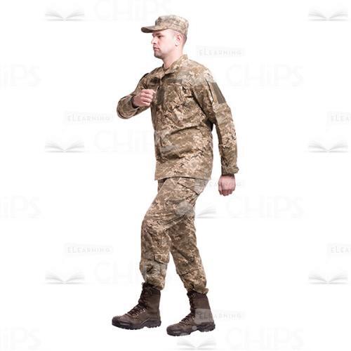 Sideway Marching Serious Young Soldier Cutout Photo-0