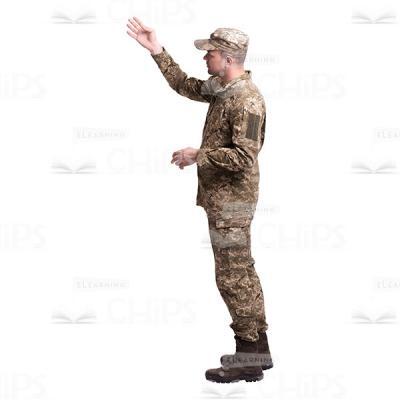 Profile View Gesticulating Young Soldier Cutout Photo-0