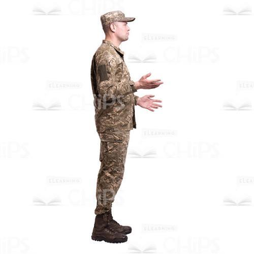 Profile View Gesticulating Young Soldier Cutout Photo-0