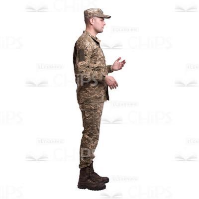 Profile View Calm Gesticulating Young Soldier Cutout Photo-0