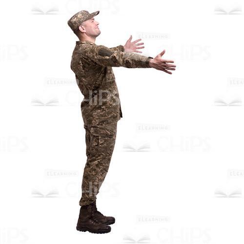 Profile View Waiting For The Hug Smiling Young Soldier Cutout Photo-0