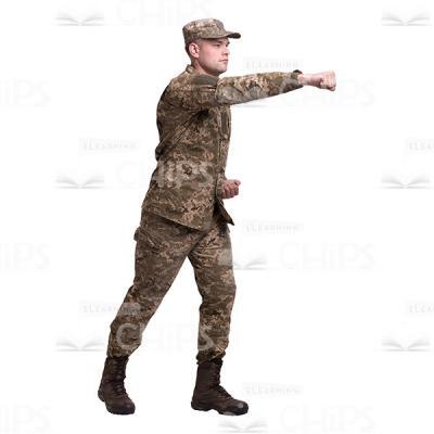 Profile View Exercising Young Soldier Cutout Photo-0