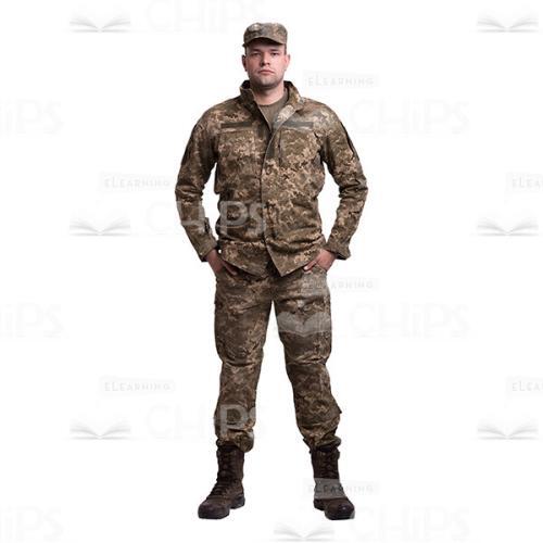 Relaxed Young Soldier With Hands In The Pockets Cutout Photo-0