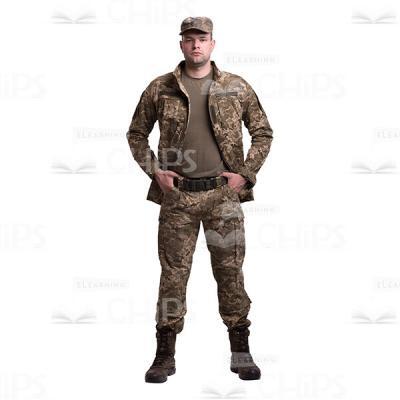 Unbuttoned Young Soldier With Hands In The Pockets Cutout Photo-0