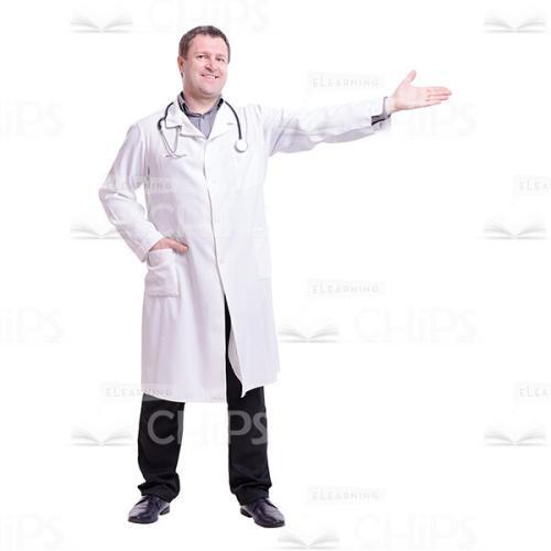 Smiling Doctor With Stretched Left Arm Cutout Photo-0