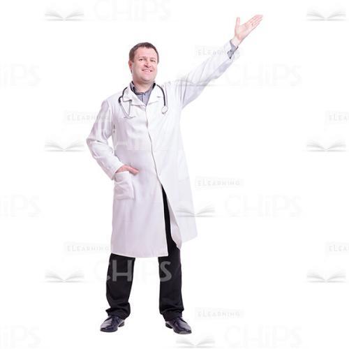 Smiling Doctor With Raised Left Arm Cutout Photo-0
