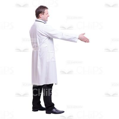 Profile View Smiling Greeting Doctor Cutout Photo-0