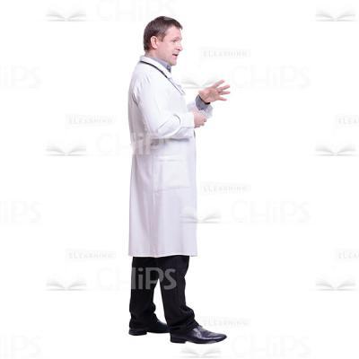 Profile View Gesticulating Talking Doctor Cutout Photo-0