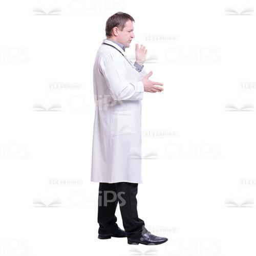 Profile View Serious Explaining Doctor Cutout Photo-0