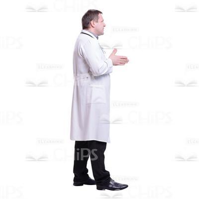 Profile View Walking Explaining Serious Doctor Cutout Photo-0