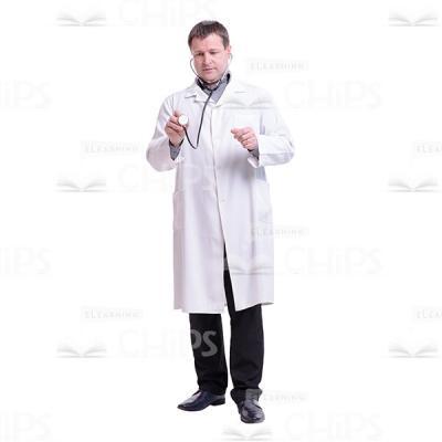 Serious Doctor Using The Stethoscope Cutout Photo-0