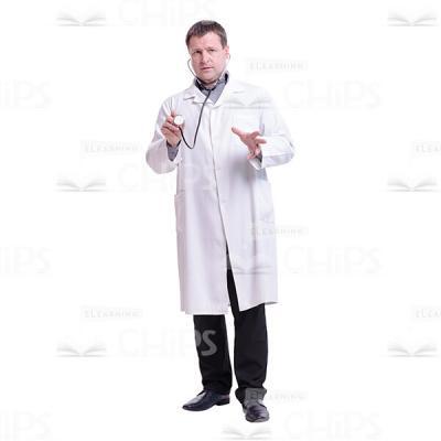Attentively Listening Doctor Using The Stethoscope Cutout Photo-0