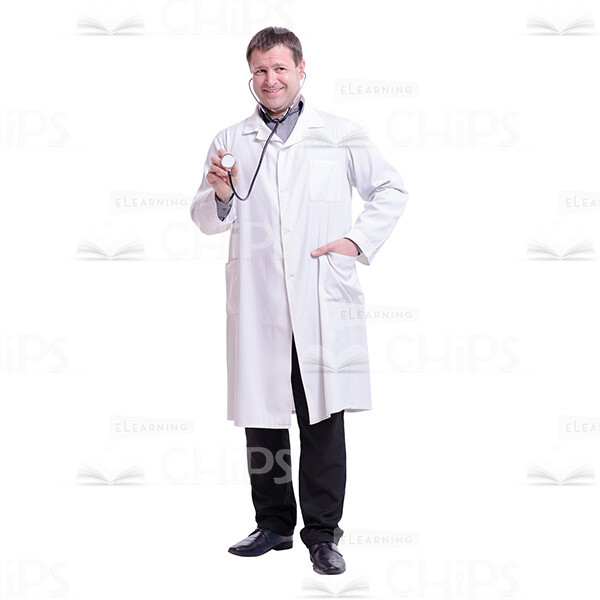 Smiling Examining Doctor With The Stethoscope Cutout Photo-0
