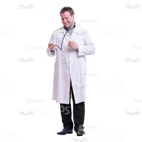 Laughing Doctor Looking At The Stethoscope Cutout Photo-0